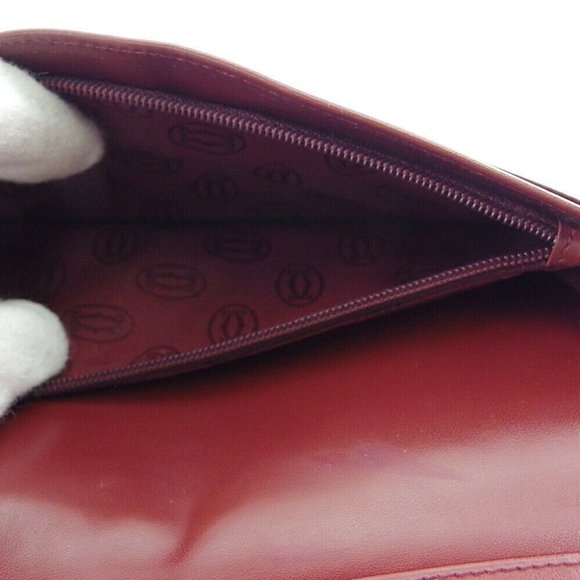 Cartier long wallet Mastrin Bordeaux Leather Authentic USED - Picture 5 of 10
